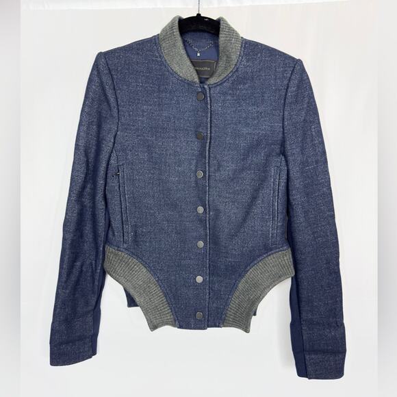BCBGMaxazaria Denim Varsity Jacket Size XS - Picture 3 of 8